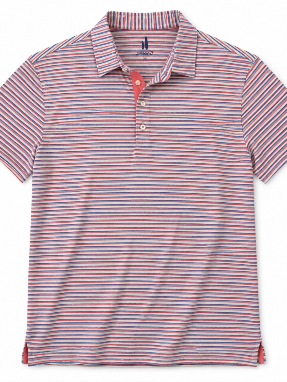 johnnie-O Polo Shirt Mens XL Red White Blue Striped Performance UPF 50